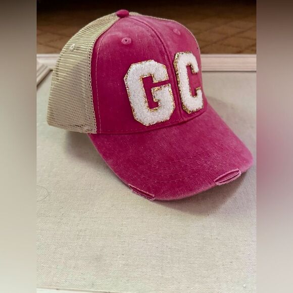 Adams Custom Women's Pink Distressed Mesh Baseball / Trucker Cap NWT - Picture 1 of 9